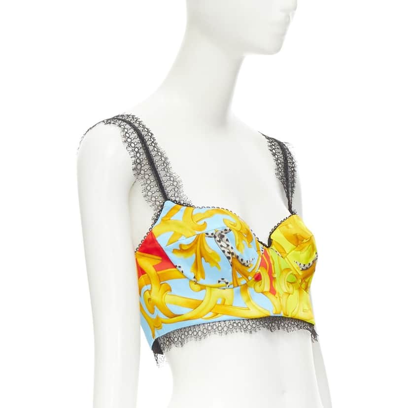 Versace Acanthus Lace Bustier MultiColor Polyester Never worn, with tag - Front View