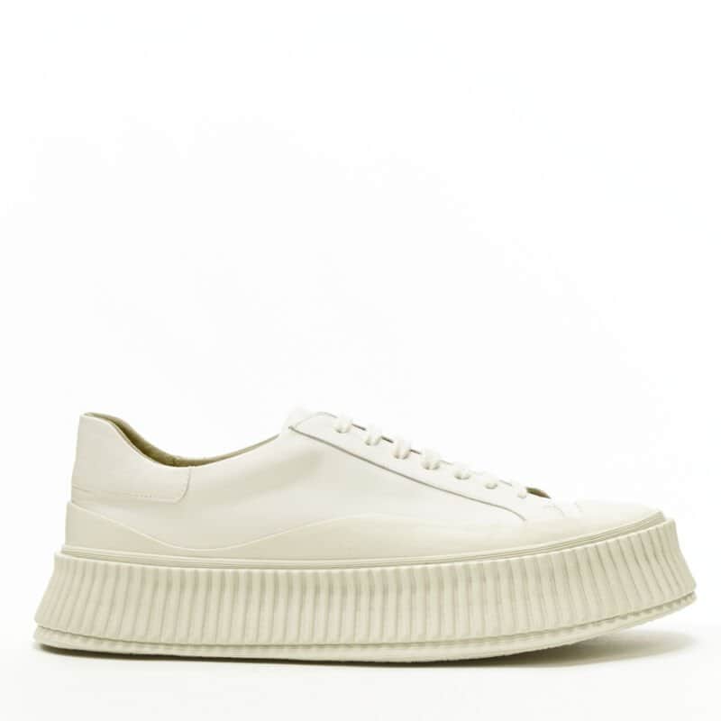 Jil Sander Beige Platform Sneakers Beige Leather Never worn - Front View