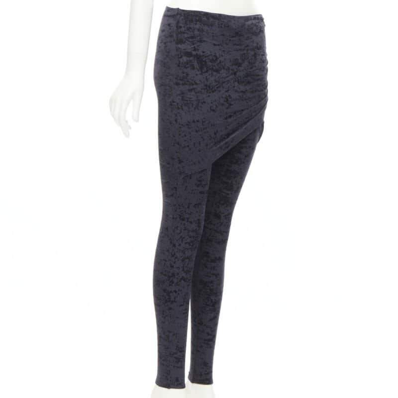 Balenciaga Velvet Draped Leggings Black Velvet Never worn, with tag - Front View