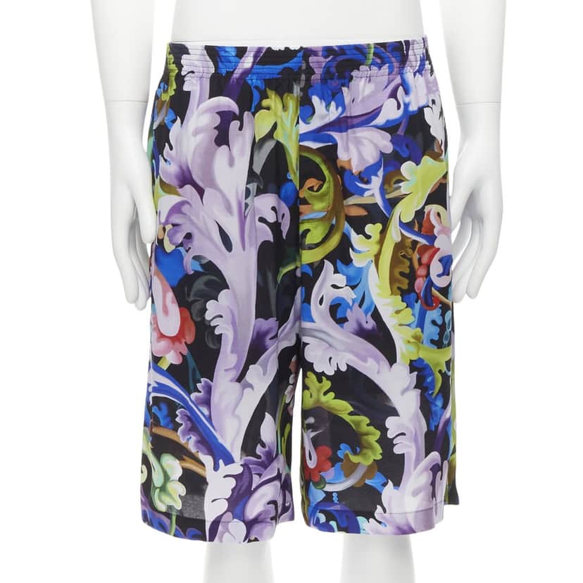 Versace Floral Wide Shorts MultiColor Viscose Never worn, with tag - Front View