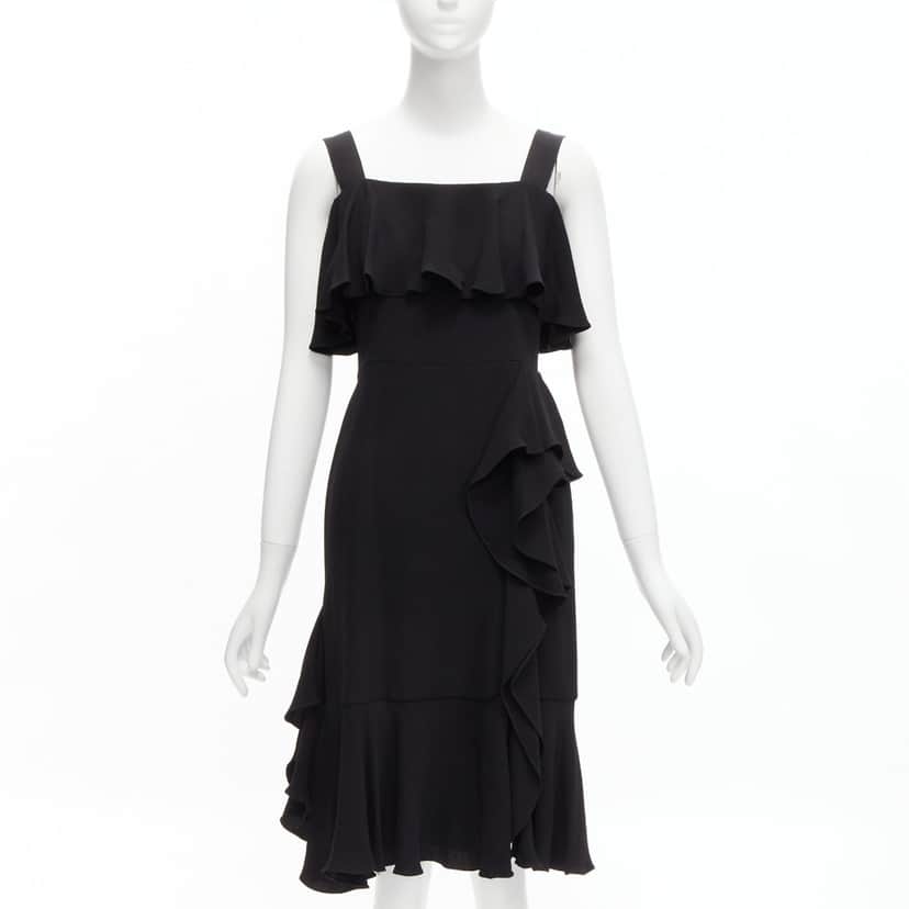 Alexander Mcqueen Flutter Cocktail Dress Black Silk Very good condition - Front View