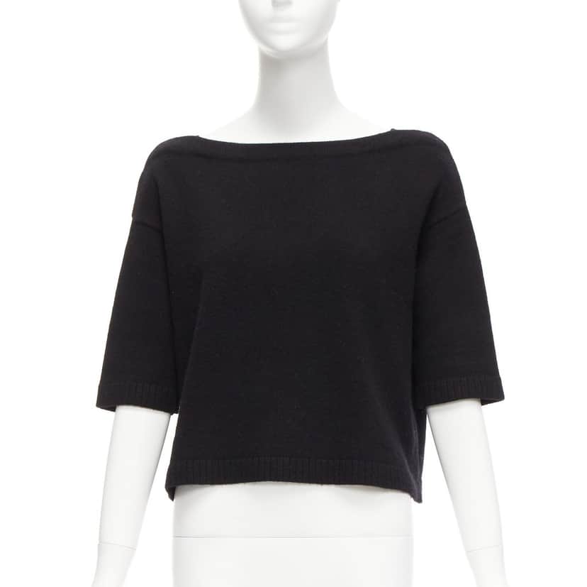 VALENTINO GARAVANI Bateau Neck Sweater Black Cashmere Never worn - Front View