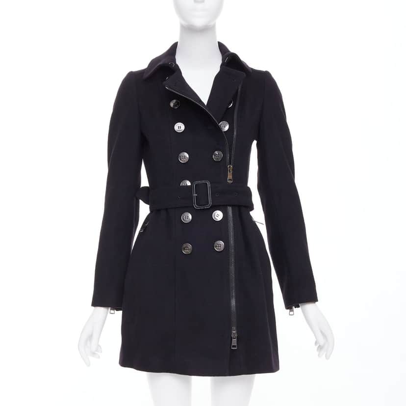 Burberry Coat Black Wool Very good condition - Front View