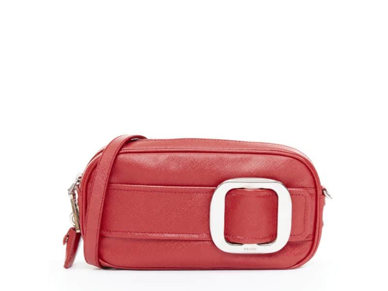 Prada Saffiano Buckle Camera Red Leather Good condition - Front View