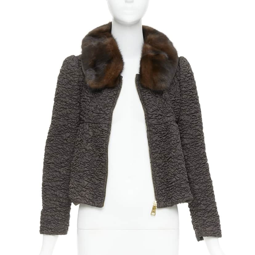 Prada Jacket Brown Fur Very good condition - Front View