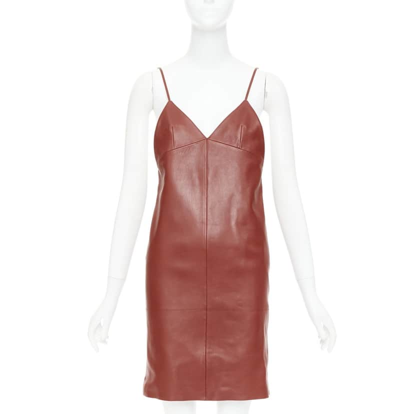 Saint Laurent Dress Burgundy Leather Never worn, with tag - Front View