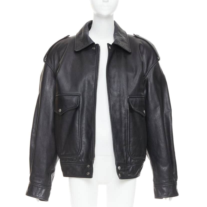 Saint Laurent Jacket Black Leather Very good condition - Front View