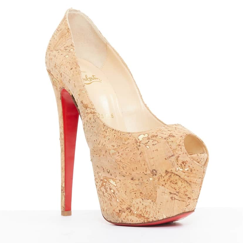 Christian Louboutin Highness 160 Beige Polyester Fair condition - Front View