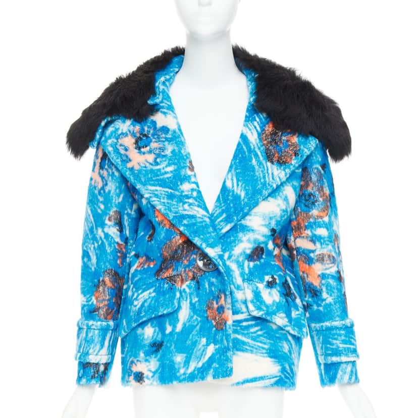 Prada Coat Blue Polyester Never worn, with tag - Front View