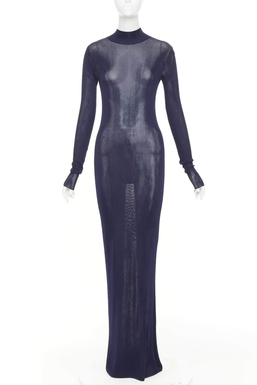 Saint Laurent Dress Navy Viscose Good condition - Front View