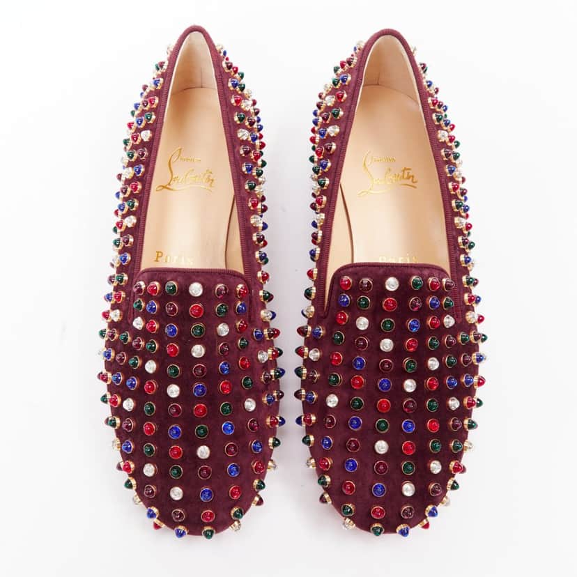 Christian Louboutin Lace up Burgundy Suede Very good condition - Front View