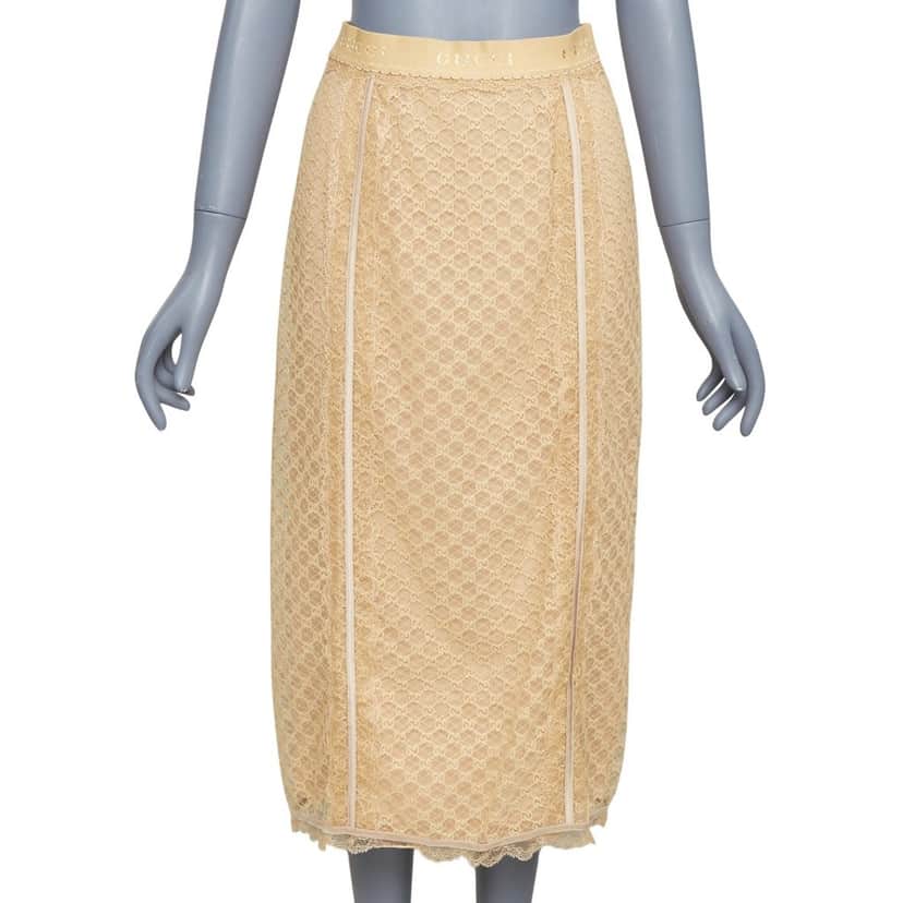 Gucci Skirt Beige Cotton Never worn, with tag - Front View