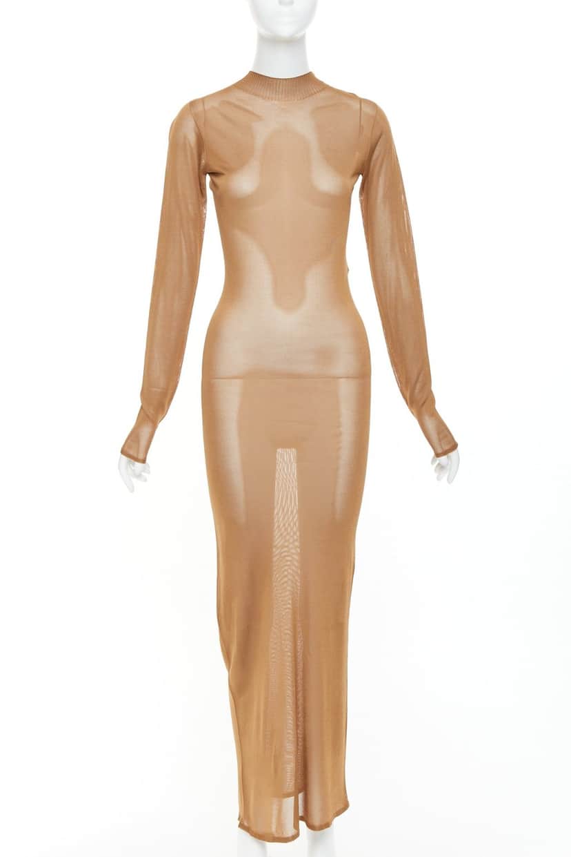 Saint Laurent Dress Brown Viscose Never worn, with tag - Front View