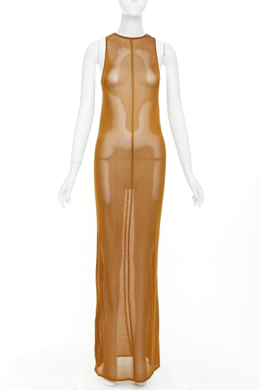 Saint Laurent Brown Viscose Dress Brown Viscose Never worn, with tag - Front View