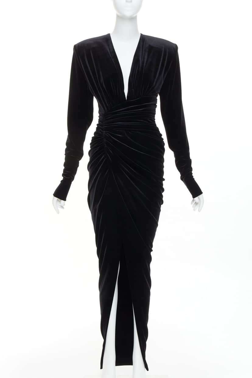 Alexandre Vauthier Dress Black Velvet Very good condition - Front View