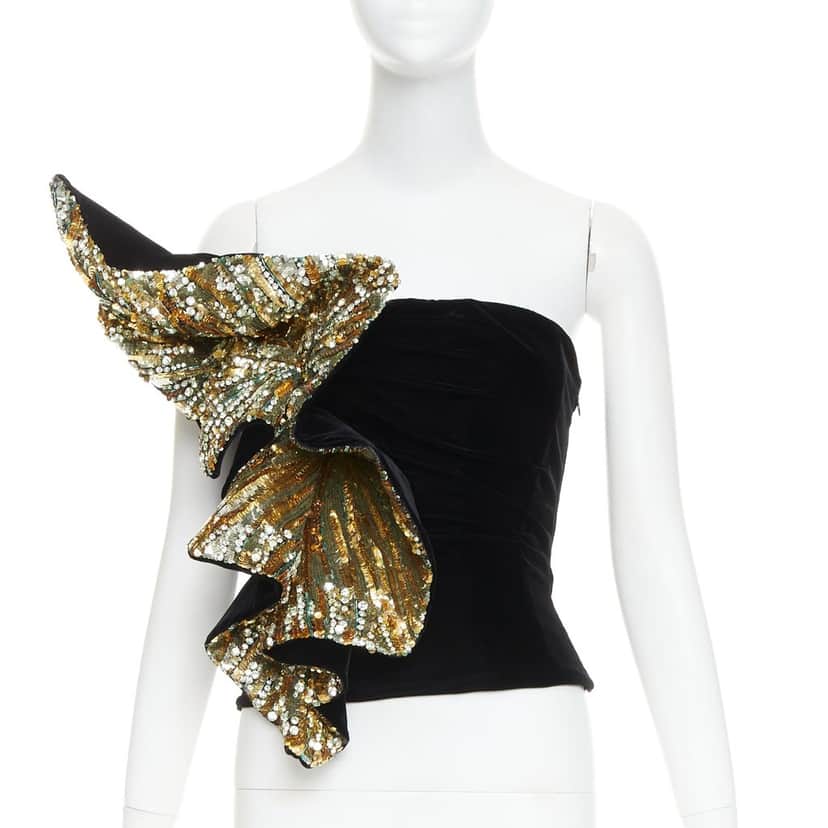 Alexandre Vauthier Black Velvet Top Black Velvet Very good condition - Front View