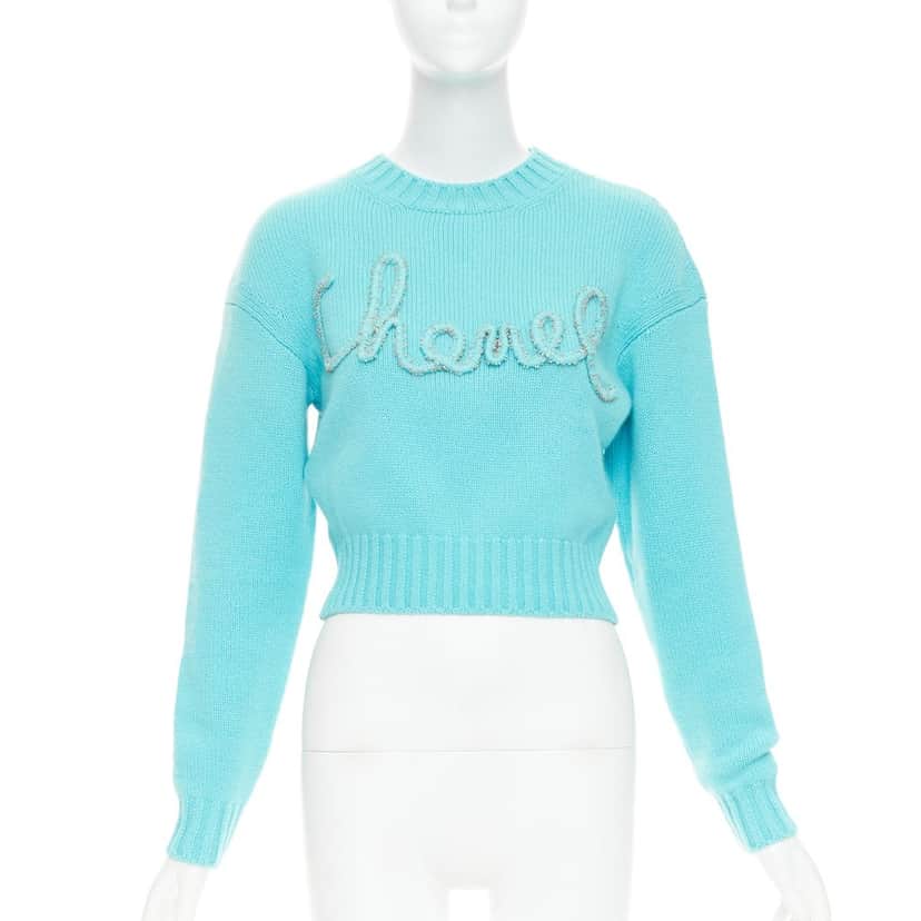 Chanel Top Blue Cashmere Very good condition - Front View