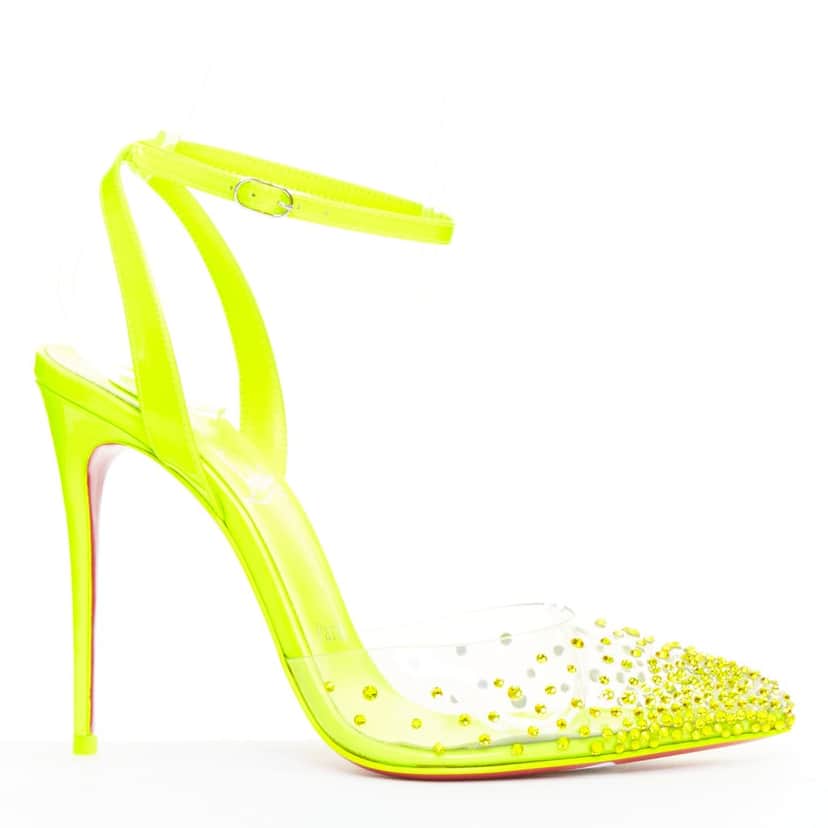 Christian Louboutin Spikaqueen 100 Yellow Plastic Very good condition - Front View