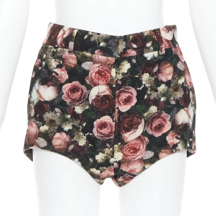 Givenchy Rose Floral Shorts Black Wool Very good condition - Front View