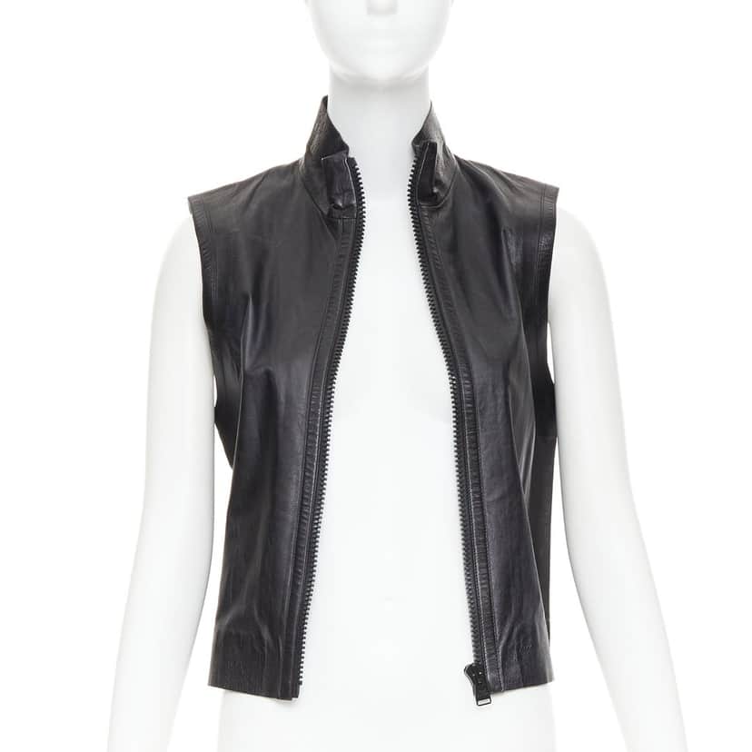 Louis Vuitton Jacket Black Leather Good condition - Front View