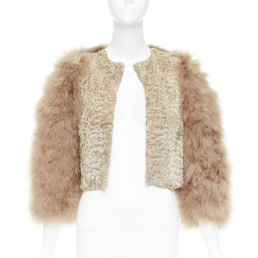 Givenchy Jacket Beige Fur Very good condition - Front View