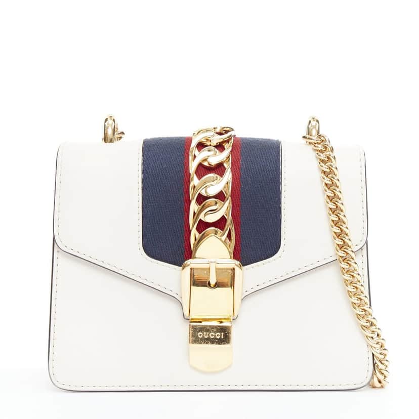 Gucci Sylvie Small White Leather Fair condition - Front View