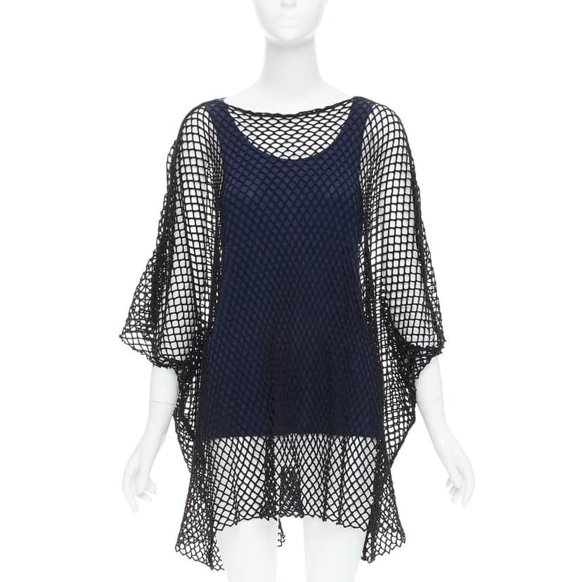 Maison Margiela Mesh Layered Tank Navy Very good condition - Front View
