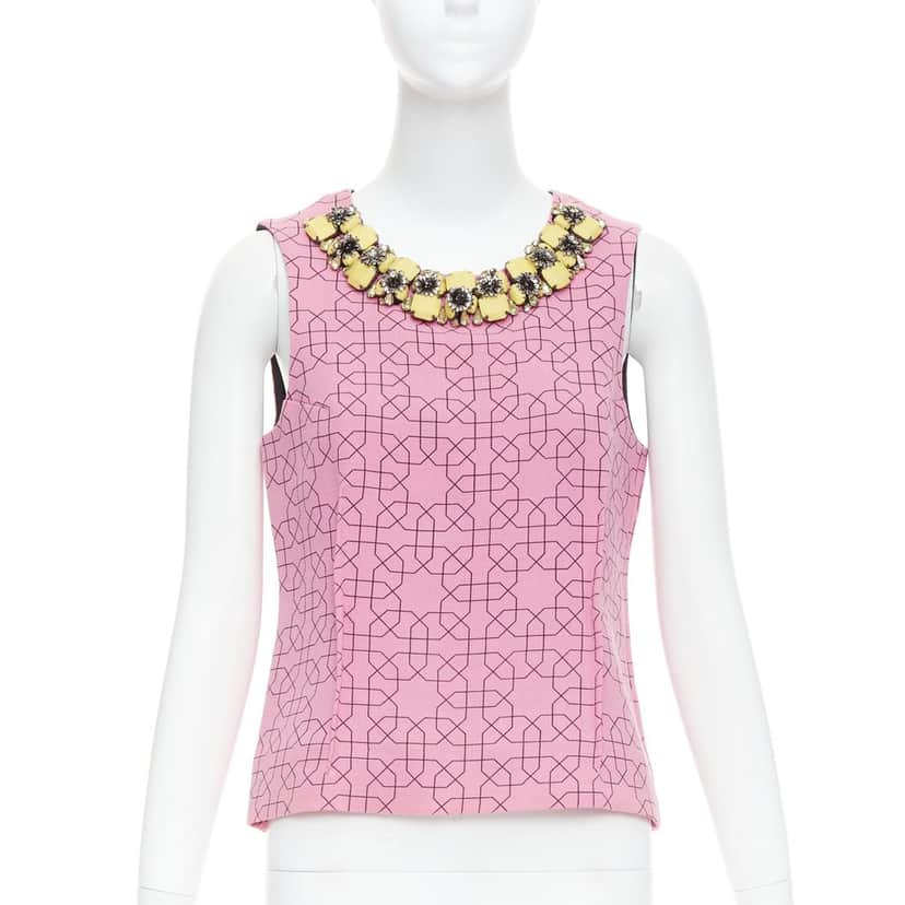 Marni Jewel Collar Vest Pink Wool Very good condition - Front View
