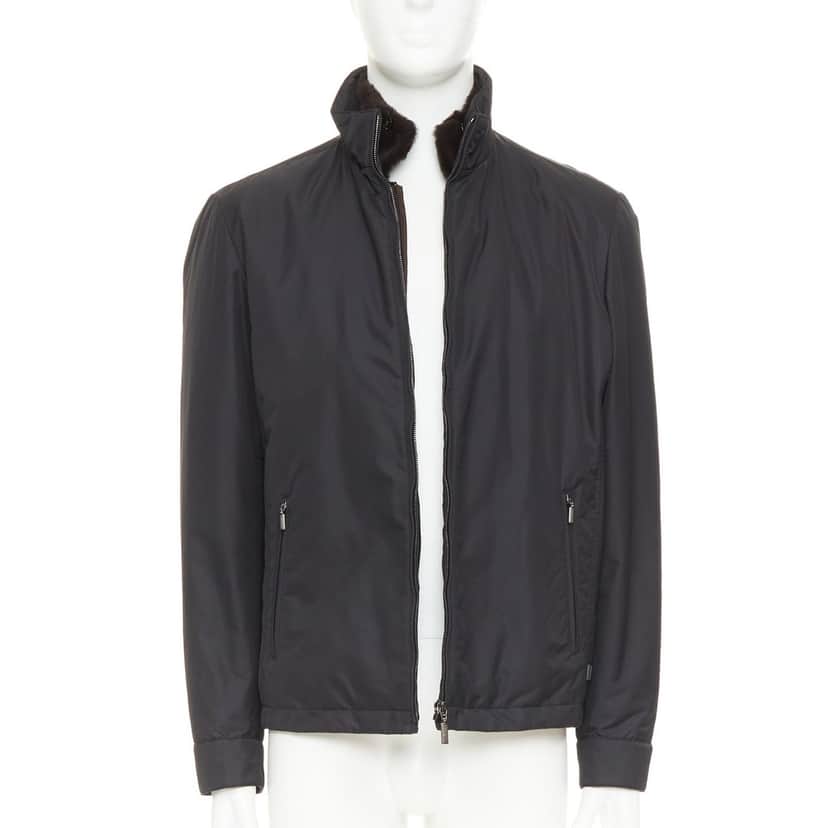 Brioni Coat Black Polyester Very good condition - Front View