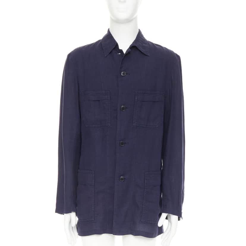 Y's Yohji Yamamoto Jacket Blue Linen Good condition - Front View
