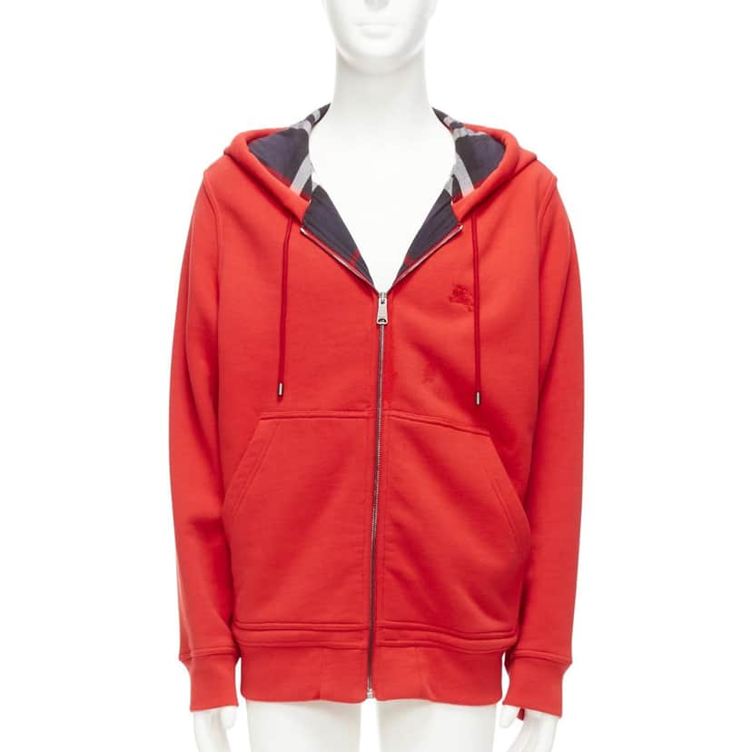 Burberry House Check Hoodie Red Cotton Fair condition - Front View