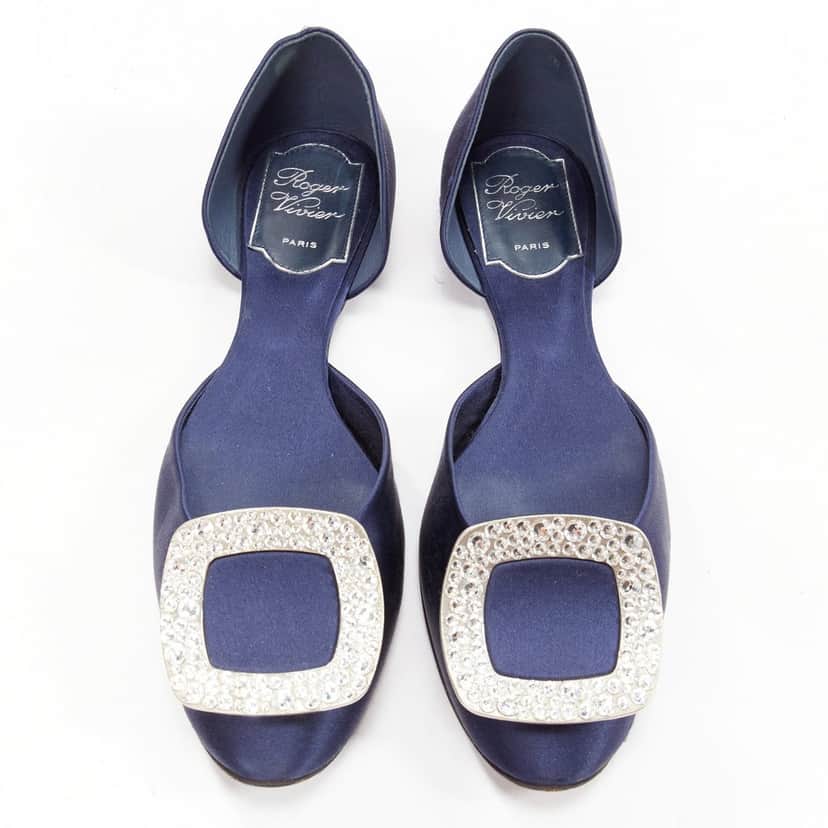 Roger Vivier Chips Strass Navy Very good condition - Front View