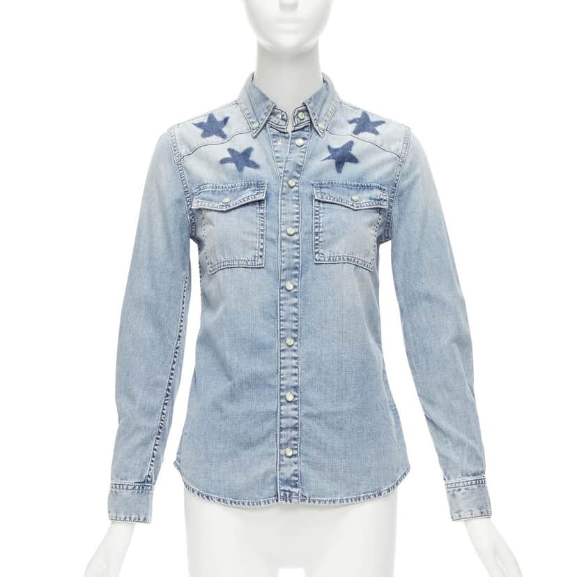 Givenchy Distressed Star Shirt Blue Never worn - Front View