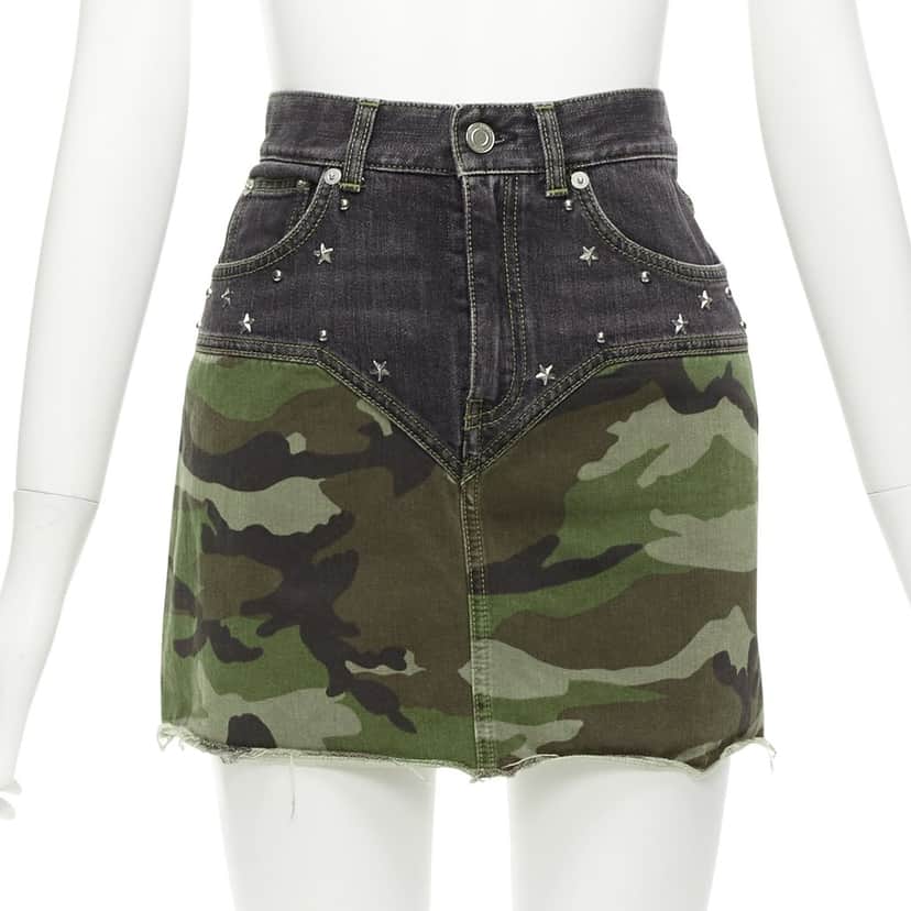 Saint Laurent Star Studded Skirt Blue Very good condition - Front View