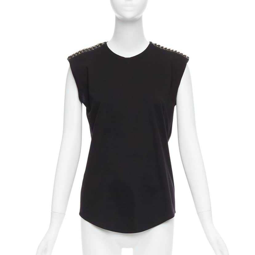Balmain Chain Leather Tank Black Cotton Very good condition - Front View