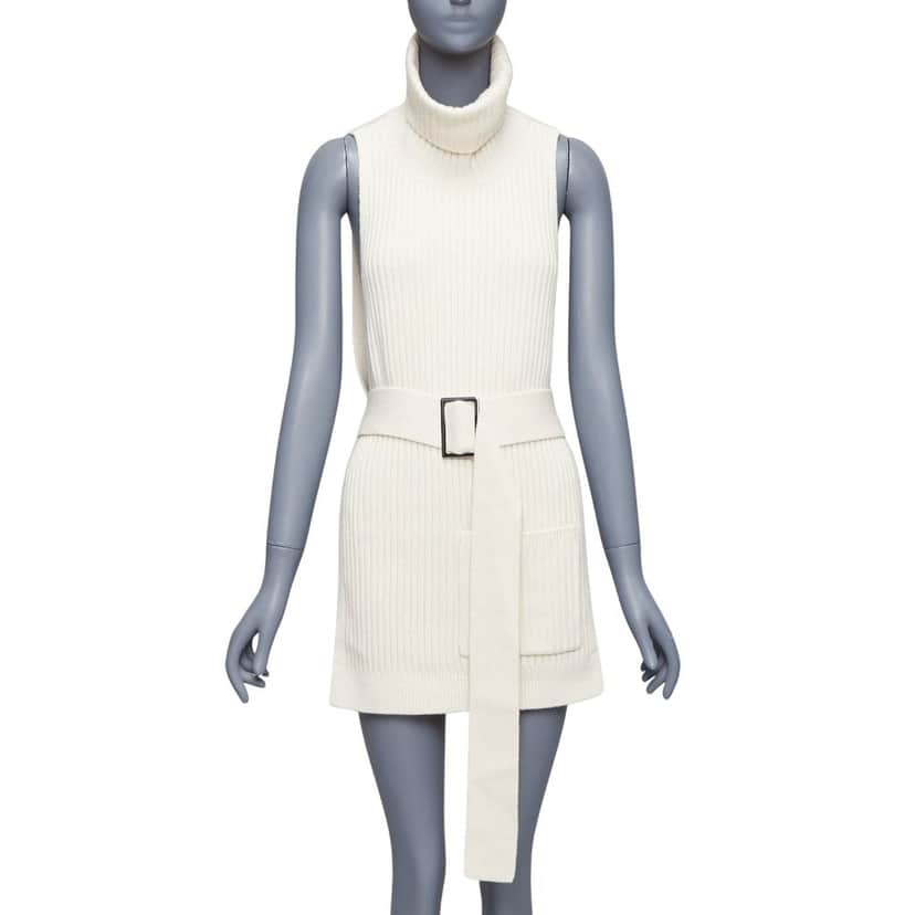 Tibi Ribbed Funnel Vest Ecru Wool Never worn - Front View