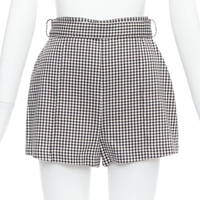 Zimmermann Gingham Print Shorts White Cotton Never worn - Front View