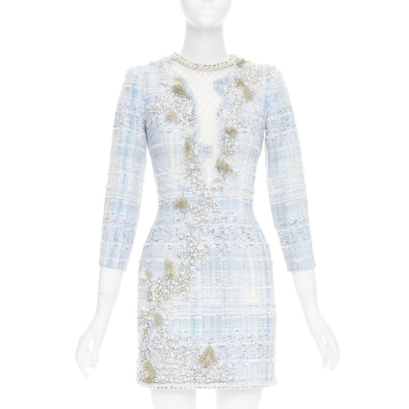 Balmain Dress Blue Cotton Very good condition - Front View