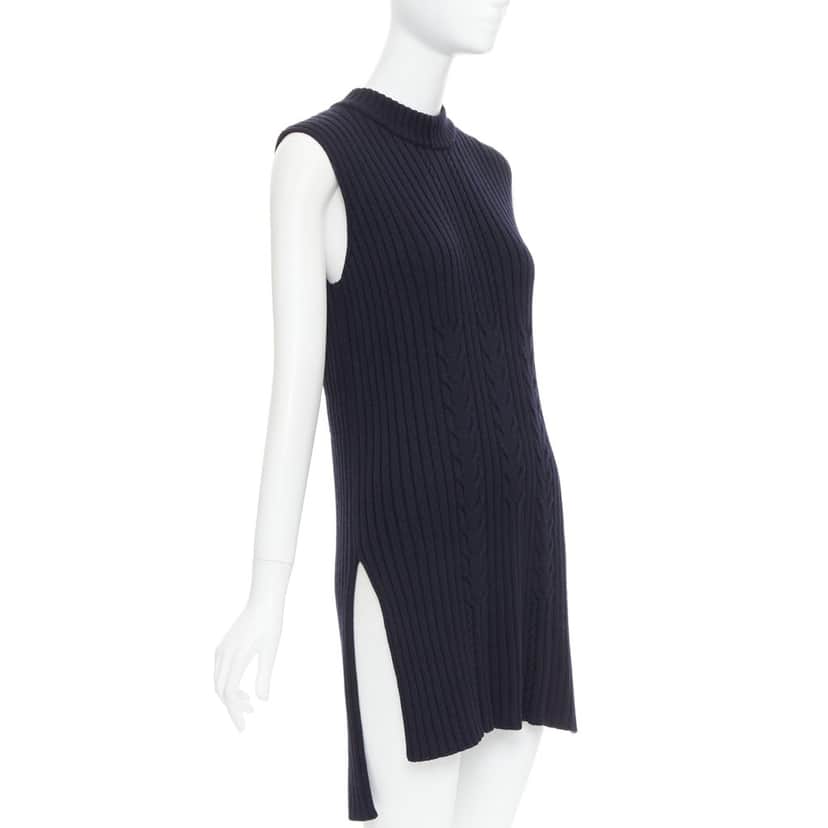 Celine Dress Navy Wool Very good condition - Front View