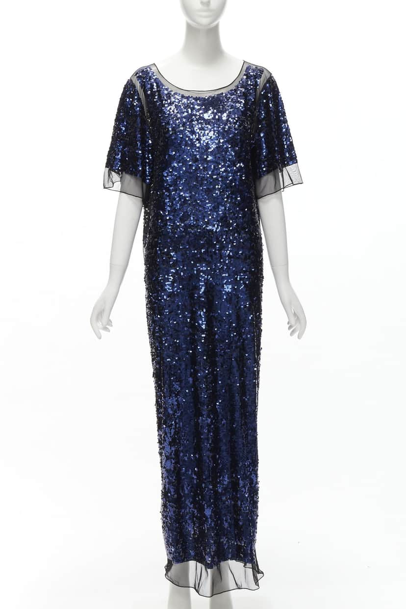 BY MALENE BIRGER Sequins Sheer Gown Blue Polyester Very good condition - Front View