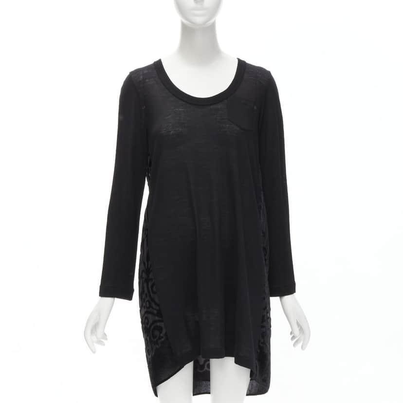 Sacai Velvet Sweater Dress Black Wool Never worn - Front View