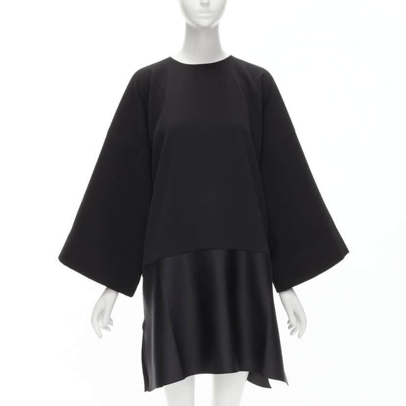 Solace London Pleat Satin Dress Black Polyester Never worn - Front View