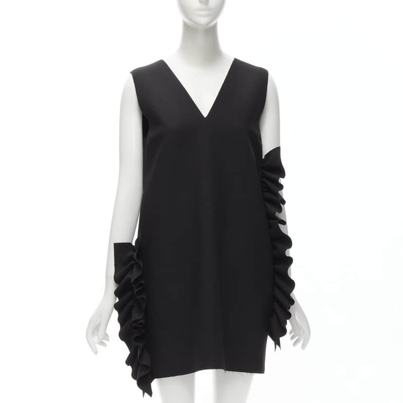 MSGM Structured Ruffles Dress Black Polyester Very good condition - Front View