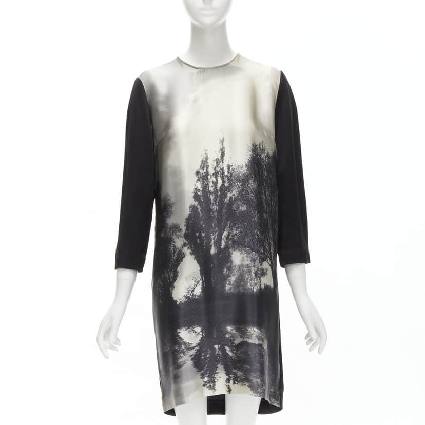 Stella McCartney Tree Photo Dress Black Silk Good condition - Front View