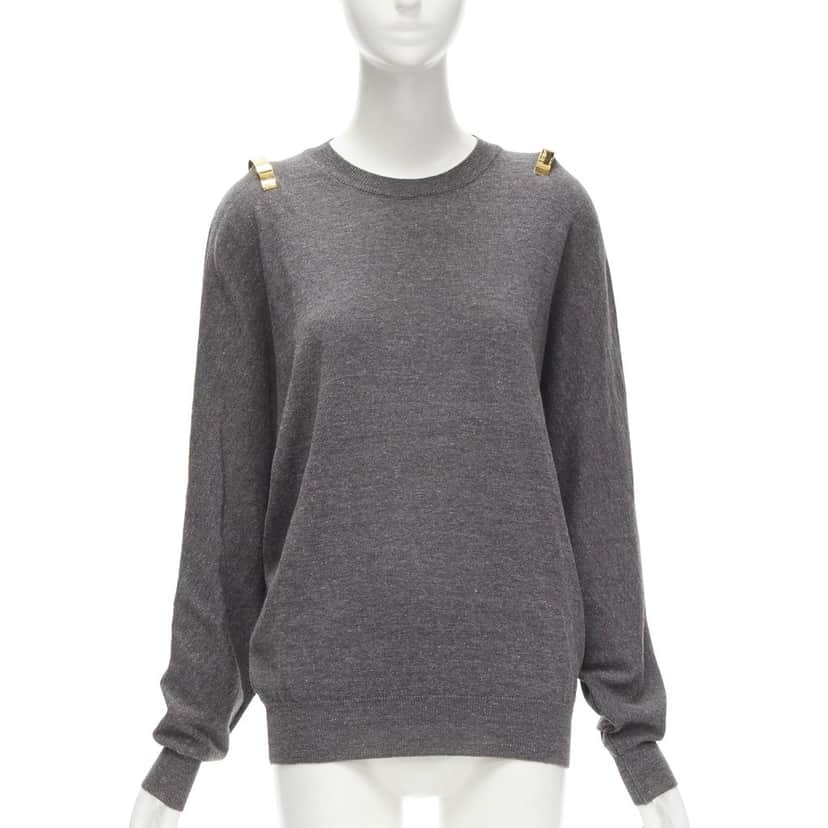 Givenchy Shoulder Bar Sweater Grey Wool Never worn - Front View