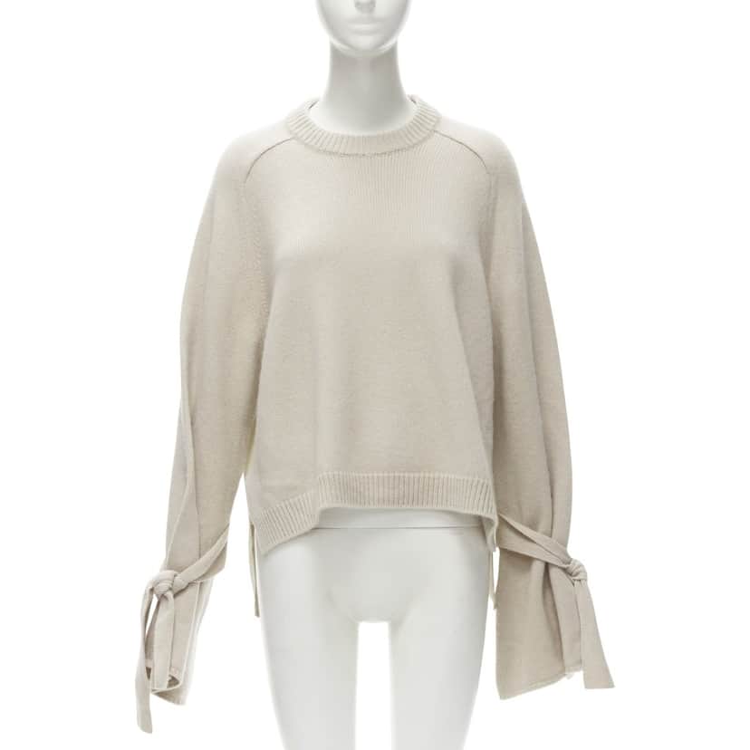 Tibi Bow Tie Sweater Beige Cashmere Very good condition - Front View