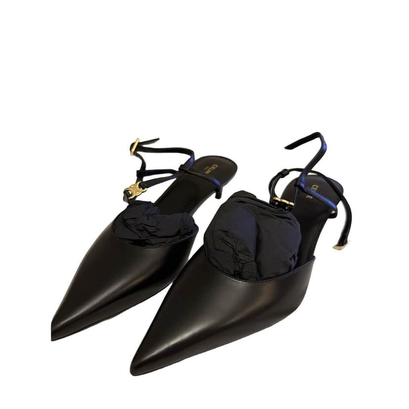 Celine Pointed Toe Black Leather Never worn - Front View