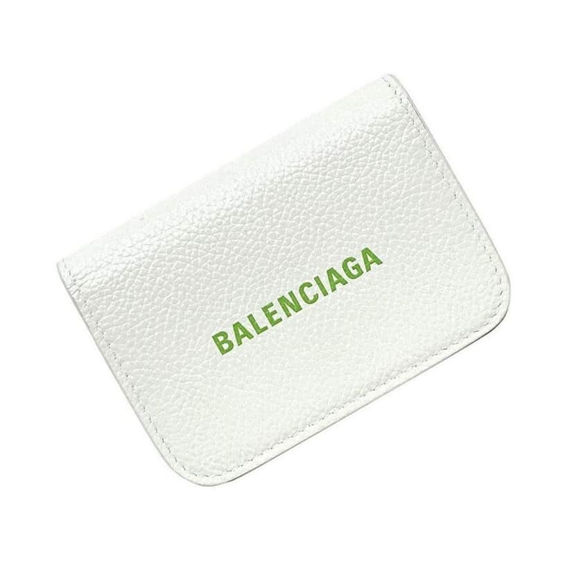 Balenciaga Balenciaga Everyday White Leather Logo Mini Trifold Wallet White Leather Never worn - Front View