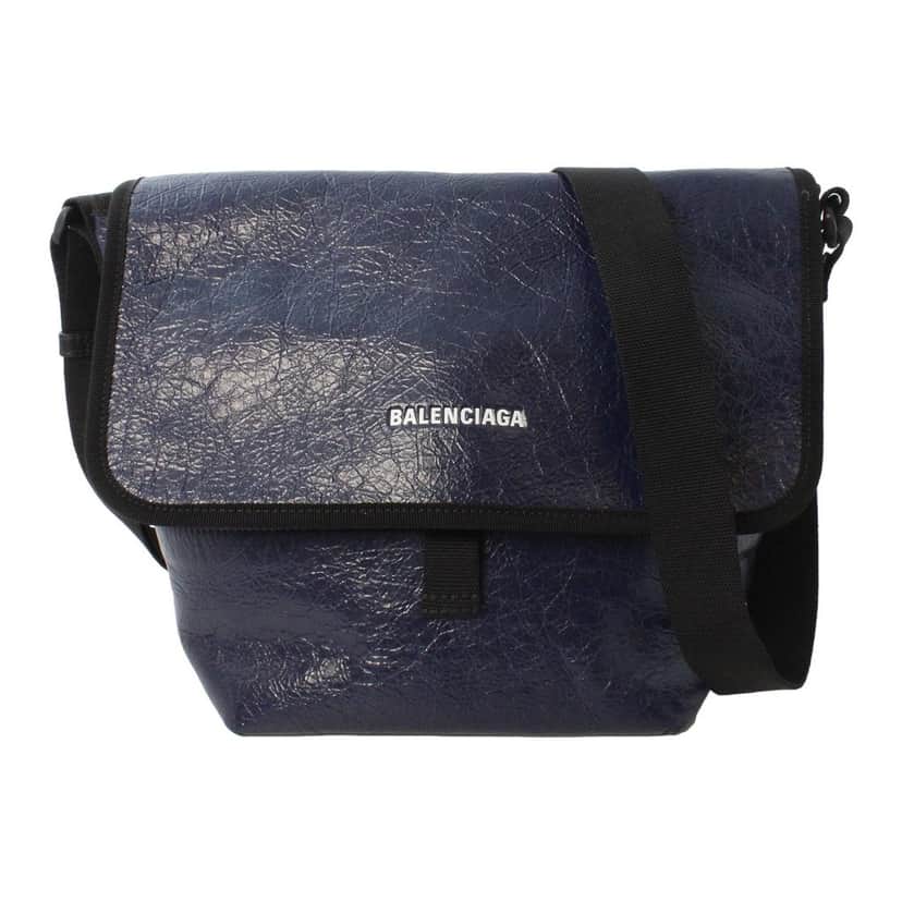 Balenciaga Balenciaga Arena Blue Lambskin Leather Flap Messenger Bag Black Leather Never worn - Front View