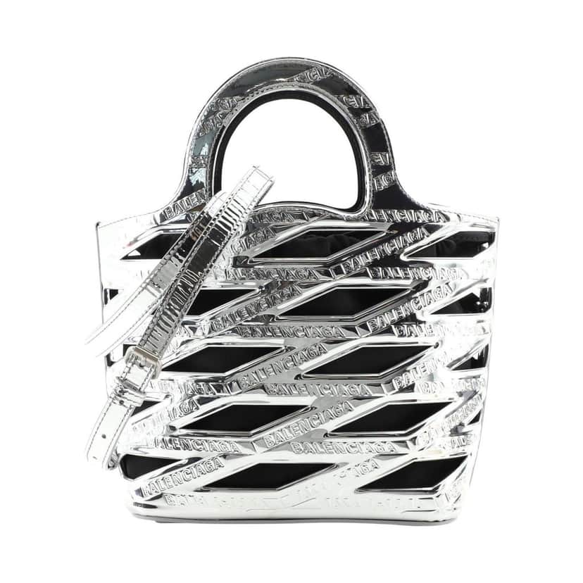 Balenciaga Balenciaga Neo Basket Metallic Silver Leather Small Satchel Bag Silver Leather Never worn - Front View